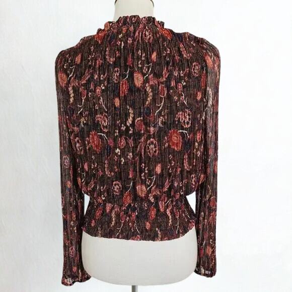 Joie Brown Paisley Sheer Blouse - Picture 7 of 10